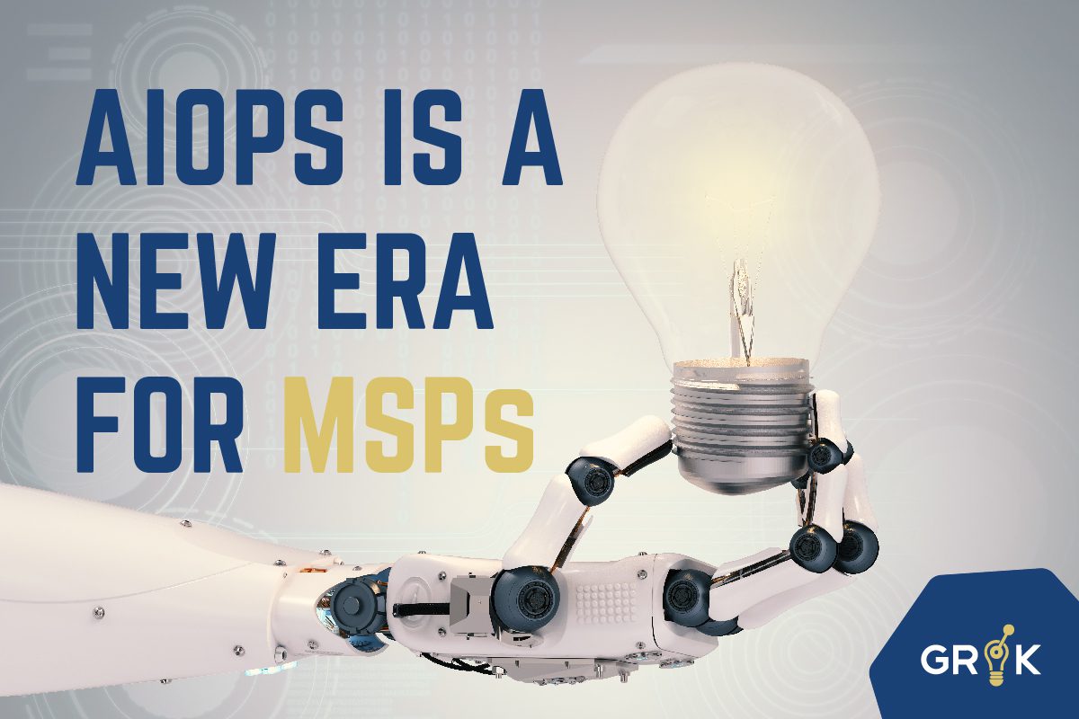 A robotic arm holding a light bulb, symbolizing the innovative spirit and transformative potential of AIOps in the IT industry.