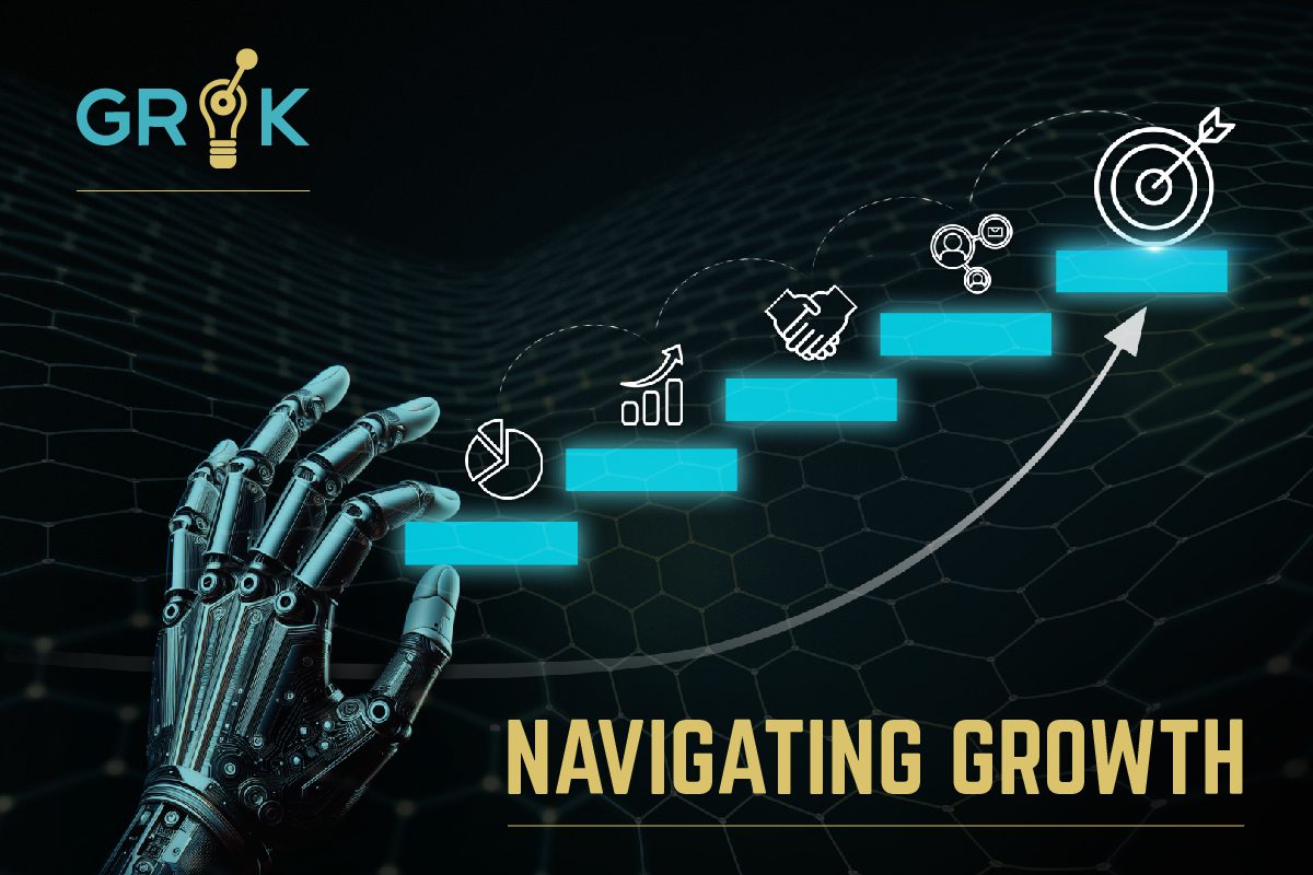 Managed Service Providers leverage AIOps to guide strategic growth, depicted by a robotic hand charting a digital course toward success.